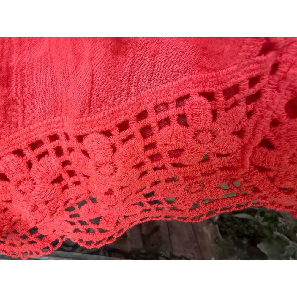Liv Los Angeles Coral Embroidered Crochet Lace Cotton Boho Blouse oversized M - Picture 5 of 9